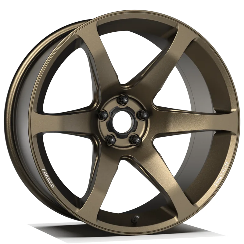 迈斯盾 FG MR6 古铜表面处理定制锻造轮毂，斜侧面视角