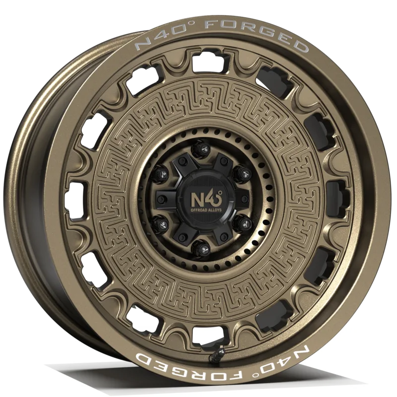 迈斯盾 N40° FG CK04X 古铜表面处理定制锻造越野轮毂，斜侧面视角