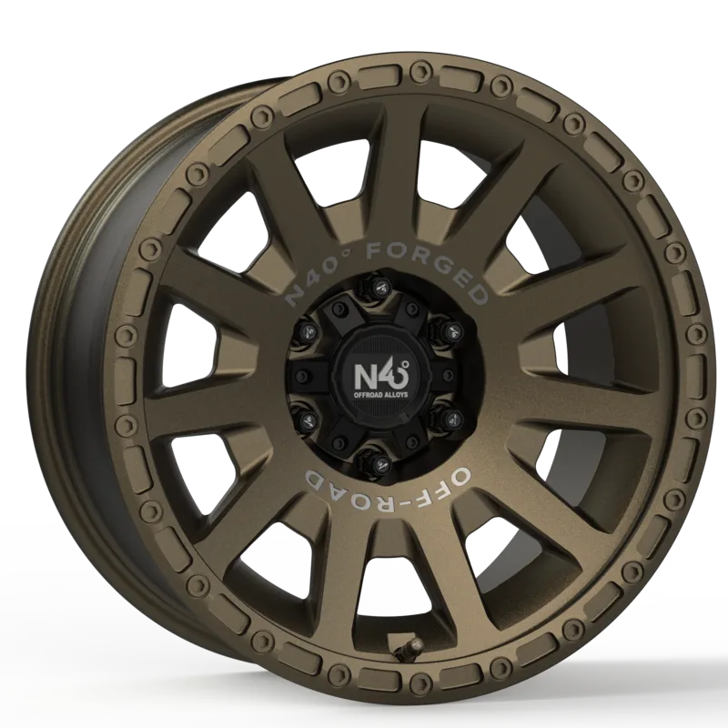 迈斯盾 N40° FG M11 哑古铜表面处理定制锻造越野轮毂，斜侧面视角